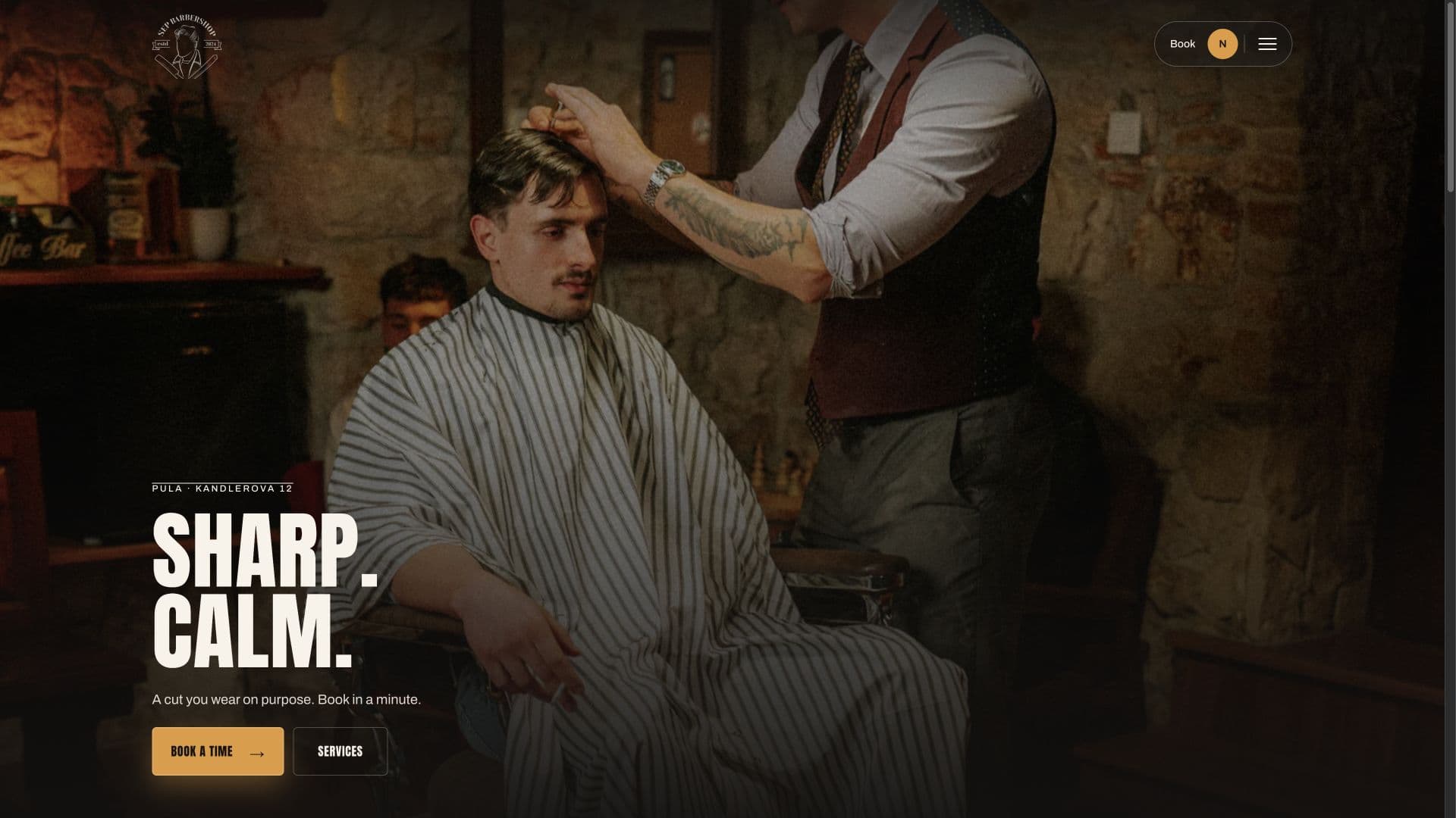 Sep's barbershop website on desktop