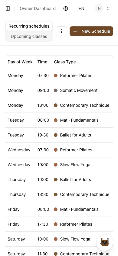 Studio OS schedule editor