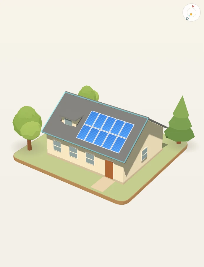 Solar demo: ilustrativna kuća s panelima na krovu
